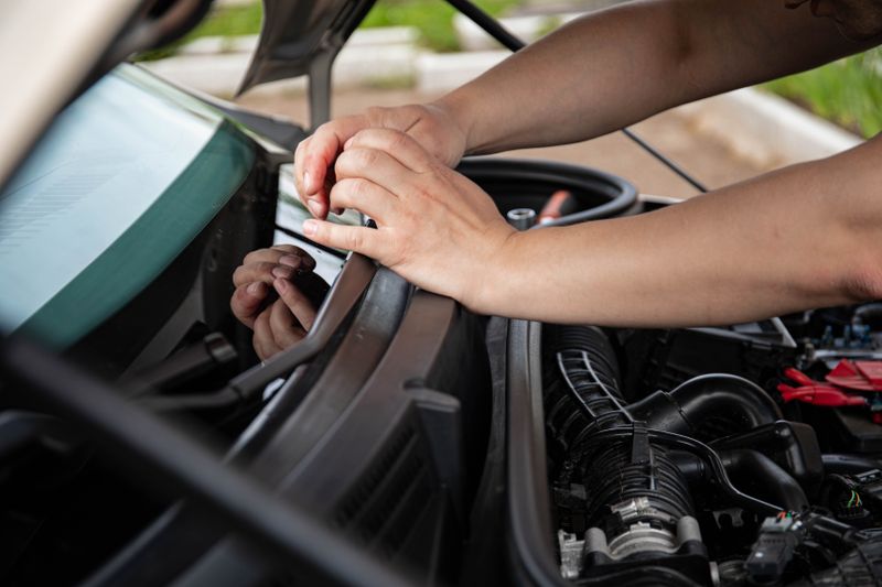 Technician installing a replacement windshield