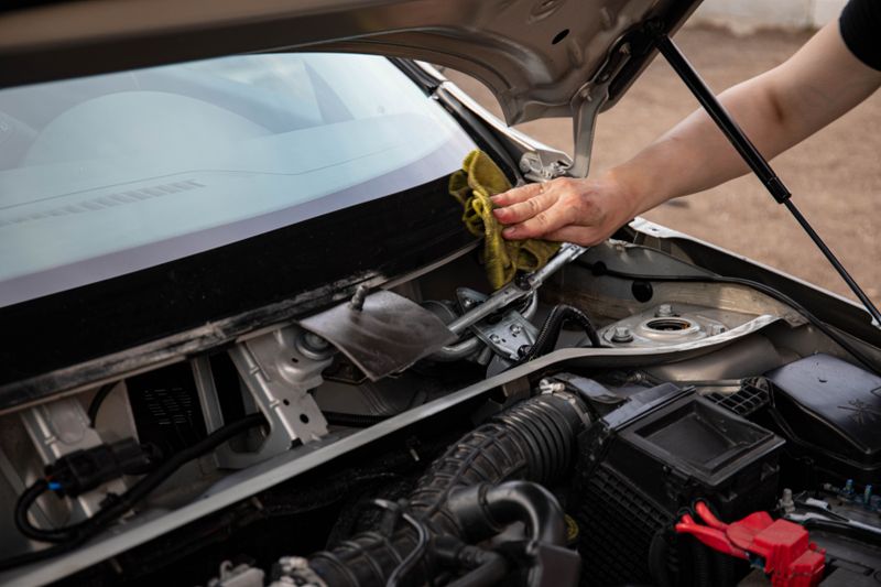 Mobile windshield repair in progress